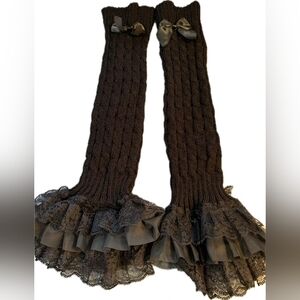 Gothic Black Lace Trimmed Leg Warmers